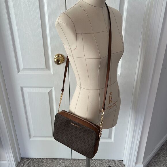 NWT $378 Michael Kors Jet Set Crossbody Bag Brown Adjustable Strap Women NEW - Picture 2 of 9